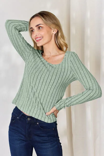 Women's Basic Bae Full Size Ribbed Long Sleeve T-Shirt