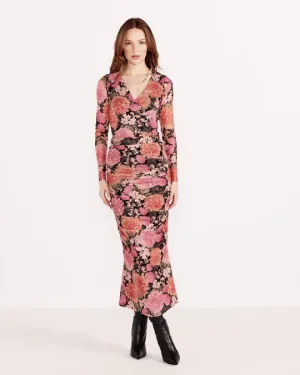 Yvaine Mesh Midi Skirt- Apricot Floral